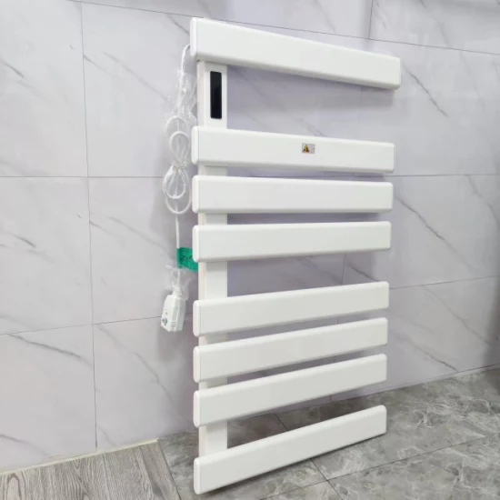 Kundenspezifische Badezimmer-Fabriklieferungen für weiße, flache, elektrische Handtuchwärmer